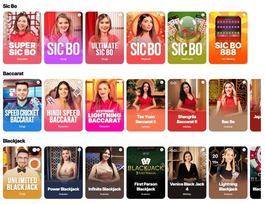 10CRIC live casino games india casino review