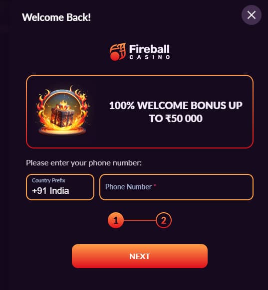 Fireball कैसीनो में साइन अप कैसे करें