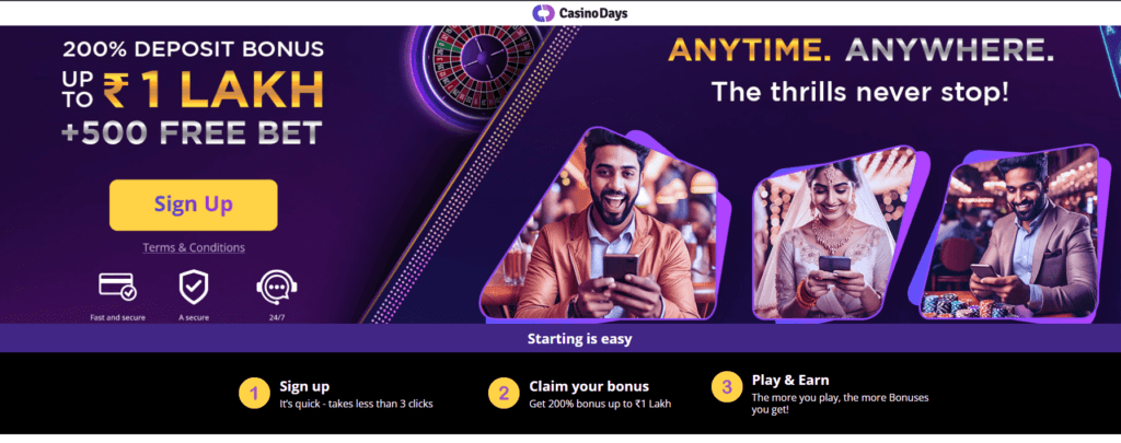 casinodays welcome bonus