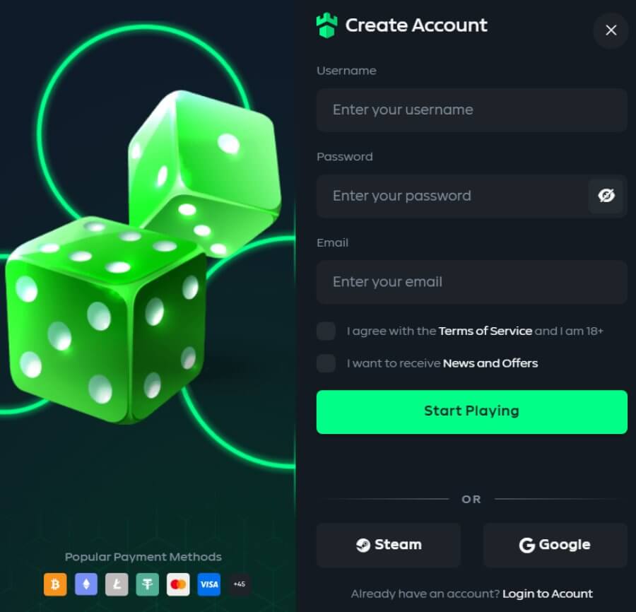 Registration at Gamdom