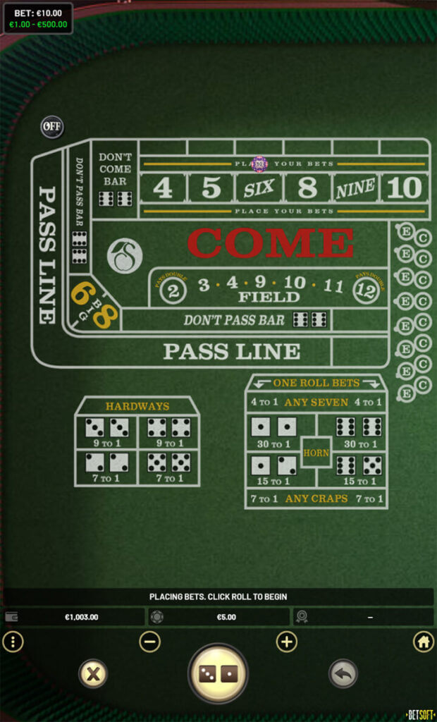 play craps on mobile