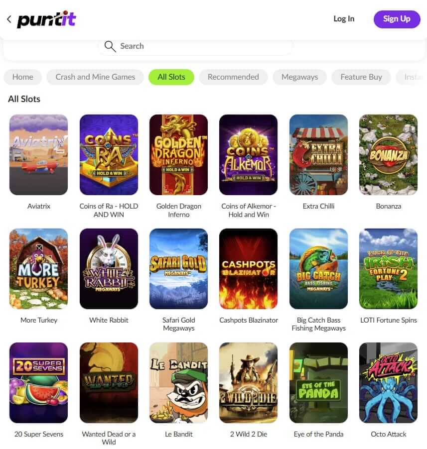 slots games you can find at Puntit