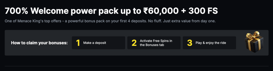 Welcome Bonus Menace King casino